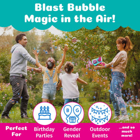 PoppinColorz Celebration set highlighting party-ready bubble blaster and refills