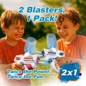 South Beach Bubbles water blaster reaches up to 25 feet for long-range soaking.