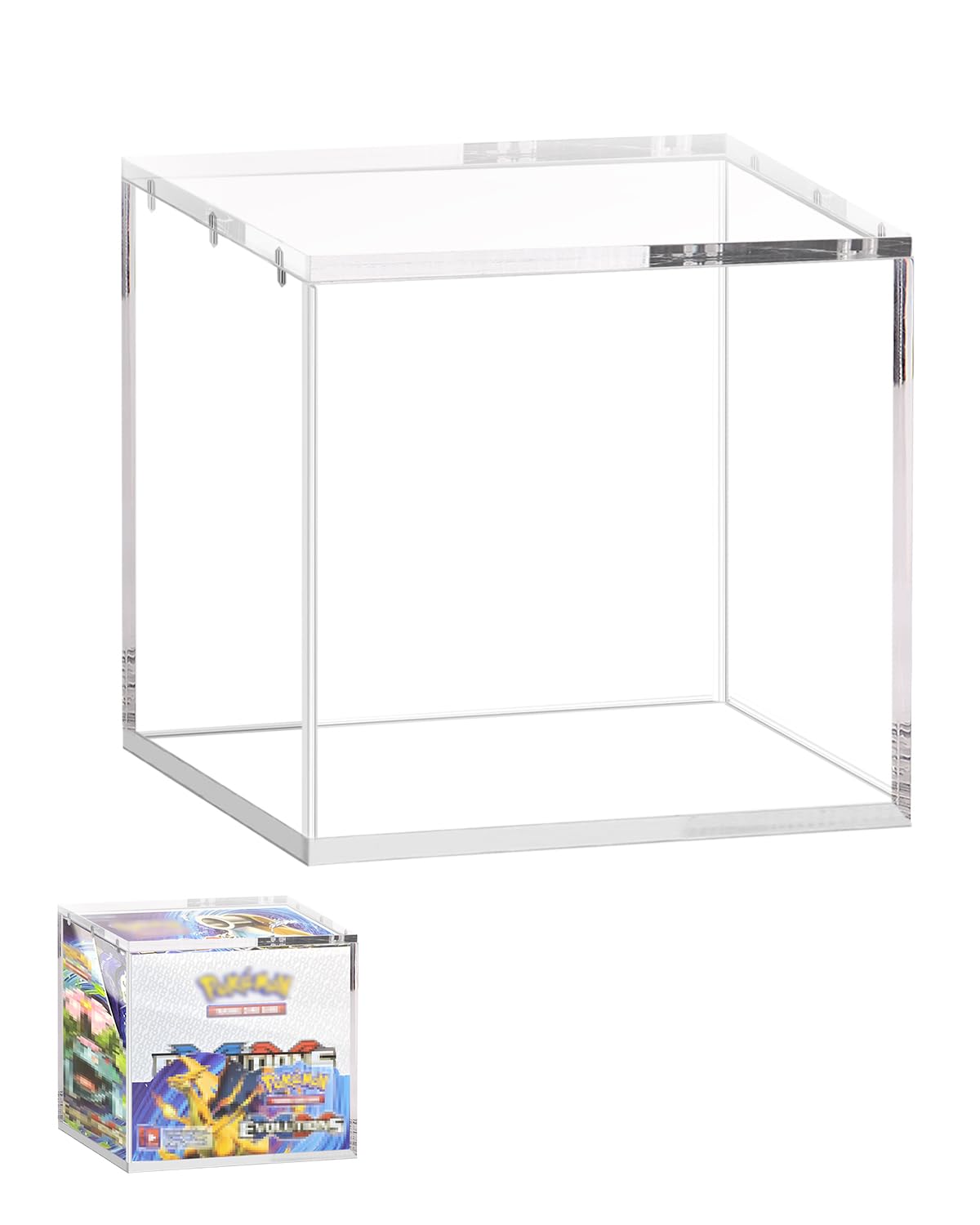 SOWANO PKMN booster box display case front view showing precise fit and dust protection