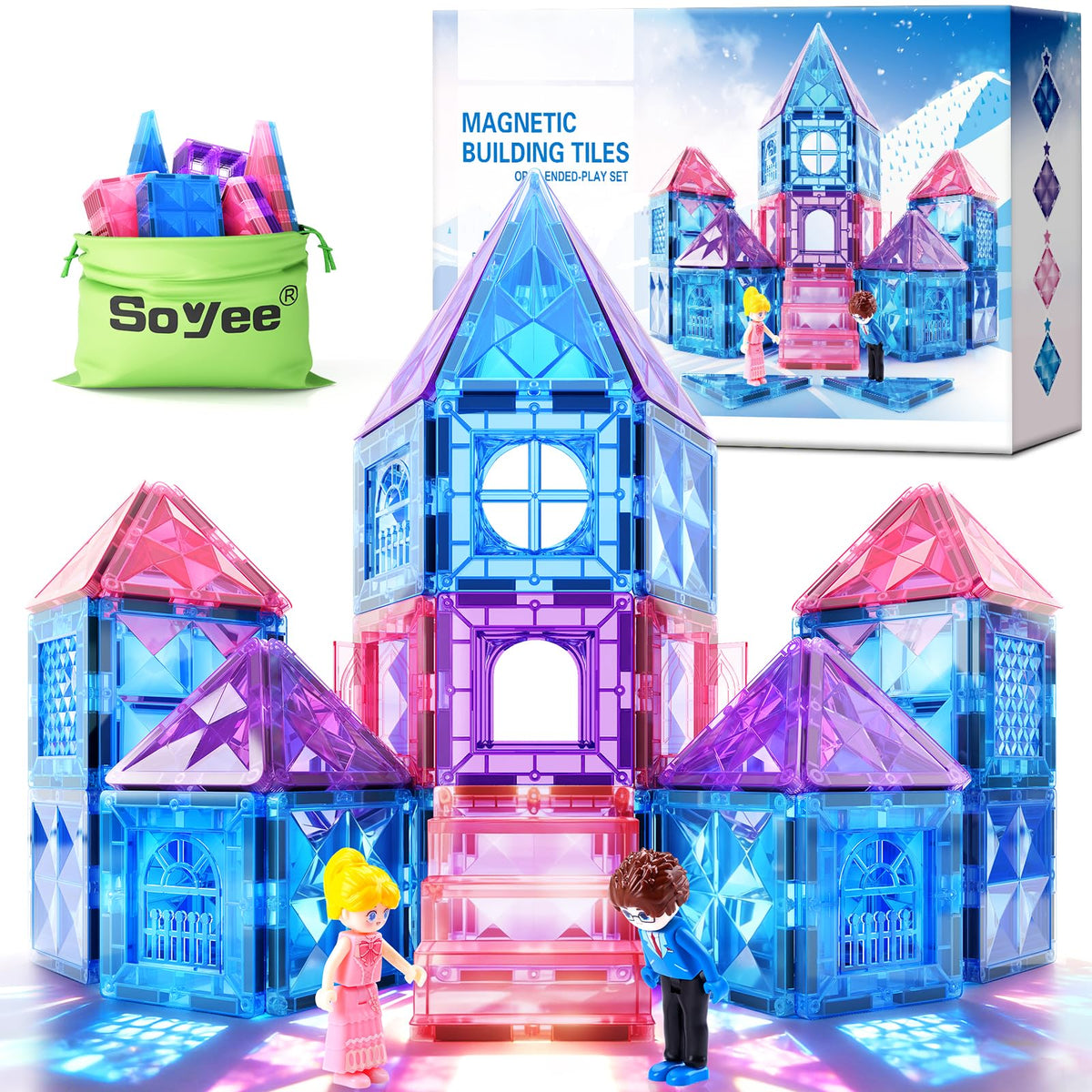 Soyee Diamond magnetic blocks forming a princess castle to inspire imaginative play