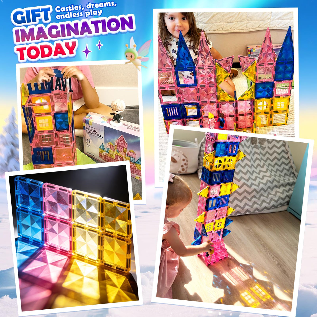 Soyee Diamond Magnetic Tiles castle walls and towers support spatial reasoning during play