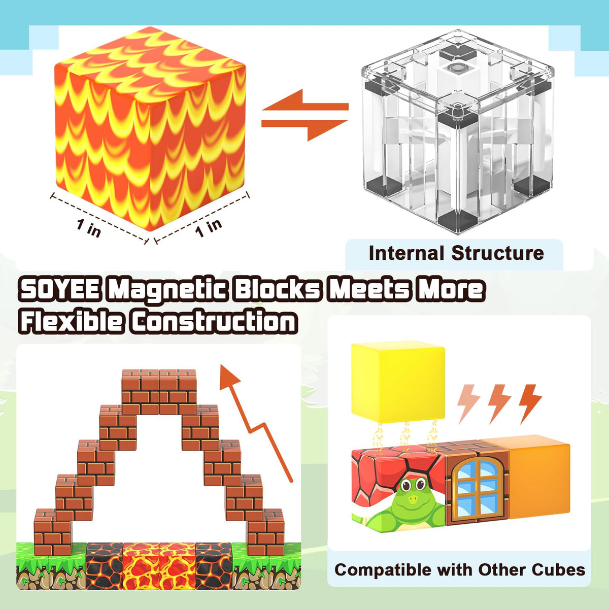 Soyee Magnetic Blocks forest scene build shows vibrant colors fueling imaginative world-building and spatial skills