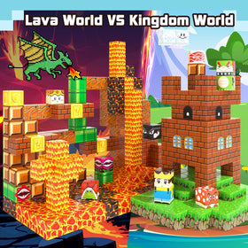 Soyee Magnetic Blocks lava world setup highlights dynamic landscapes for open-ended play and planning