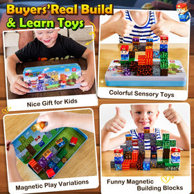 Soyee magnetic blocks travel building ideas display with instruction manual.