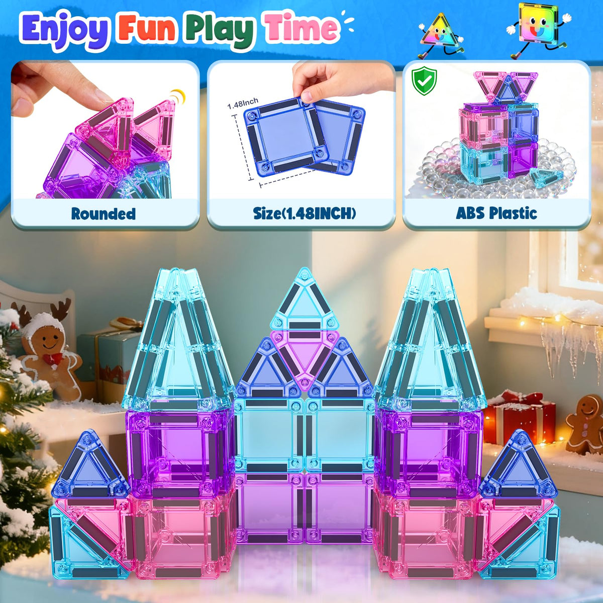 Soyee Magnetic Tiles 3D buildings showcase durable magnets for creative construction
