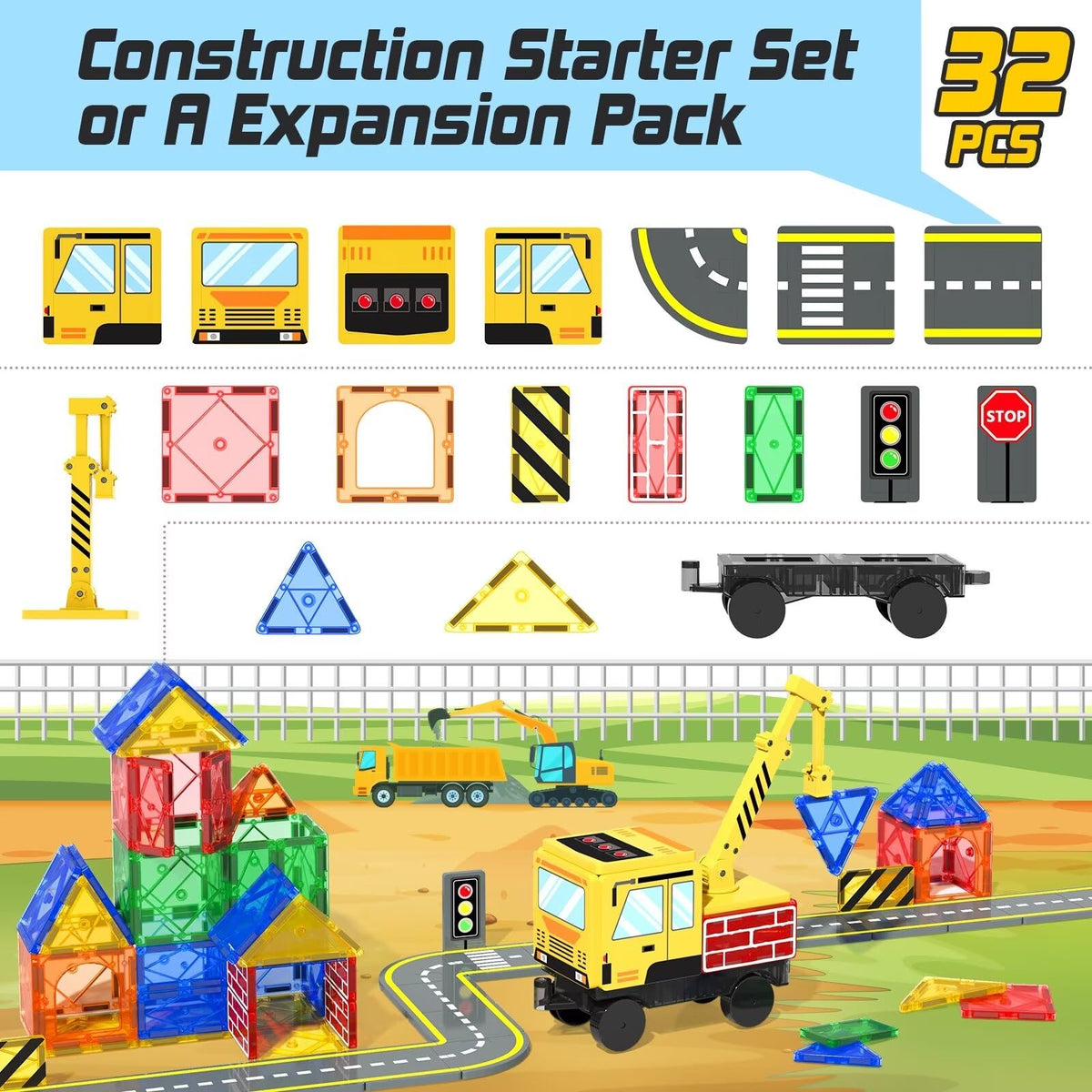 Soyee magnetic tiles ABS material emphasizes durable, safe play for kids.