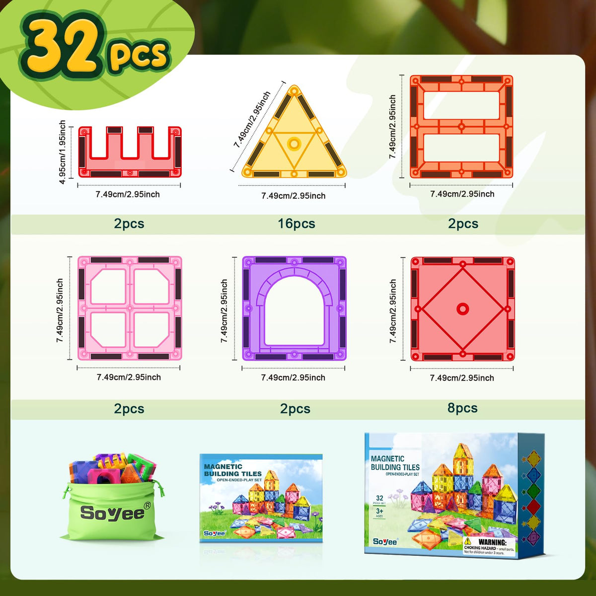 Soyee magnetic tiles compatible with major brands for versatile builds