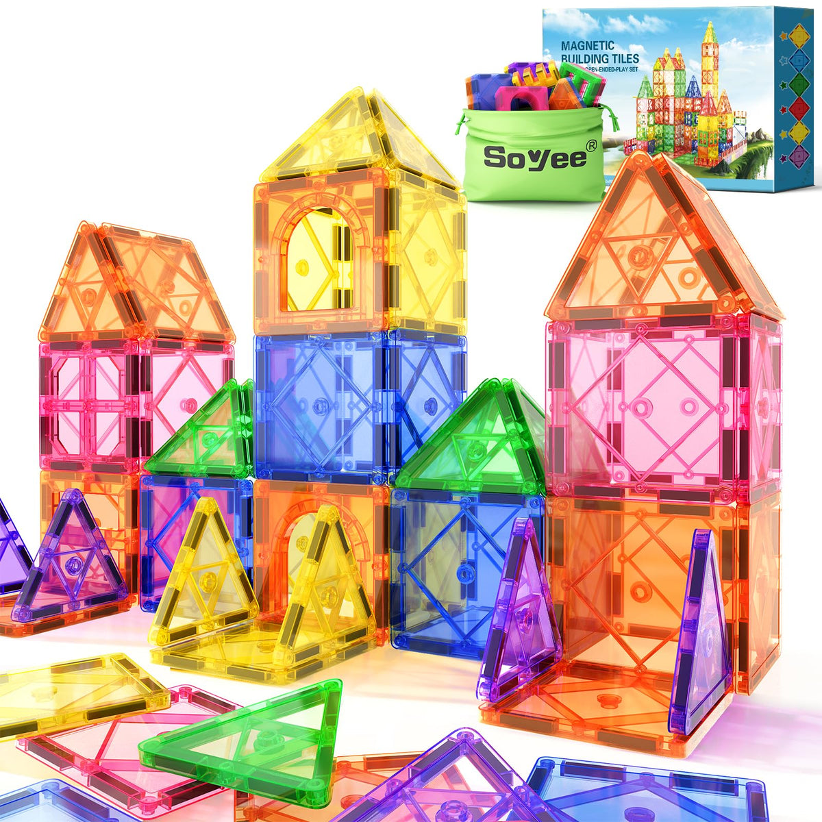 Soyee magnetic tiles color-recognition play set for early learning