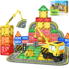 Soyee magnetic tiles crane truck set for imaginative play and early STEM discovery.