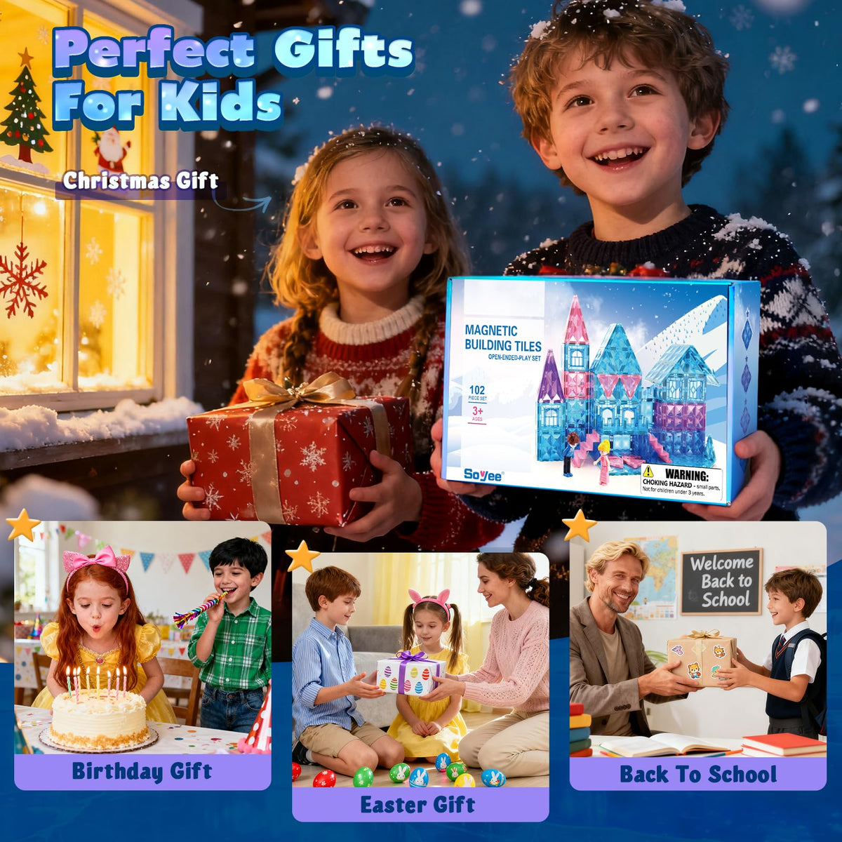 Soyee Magnetic Tiles educational play sparks STEM exploration in kids.