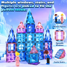 Soyee Magnetic Tiles winter castle build with durable ABS design.