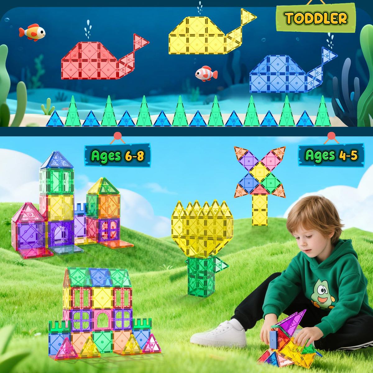 Soyee magnetic tiles open-ended play sparks imagination and problem solving