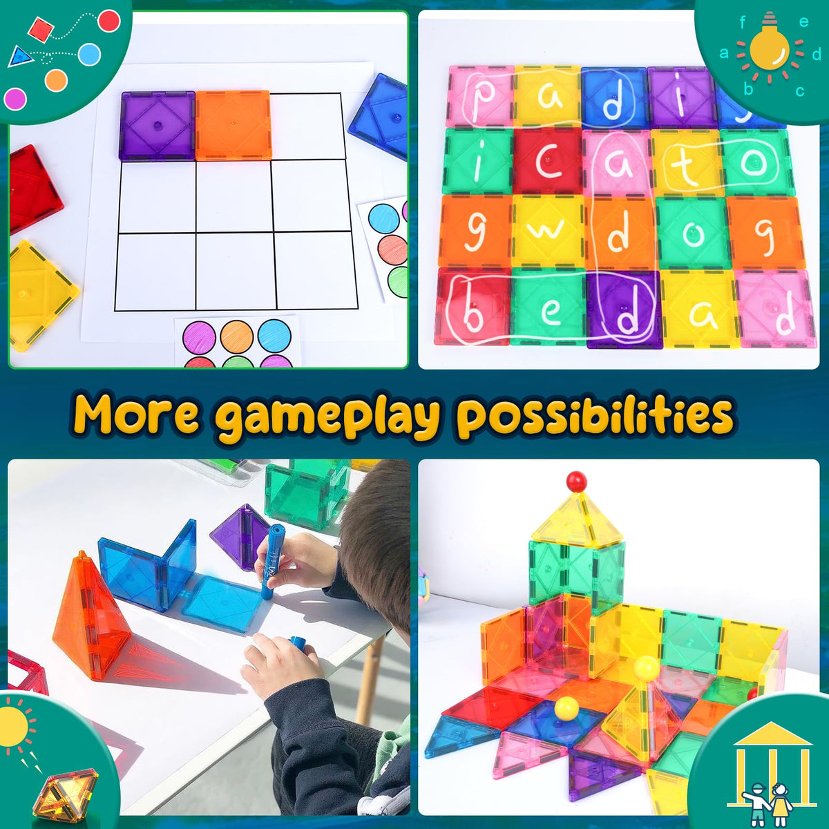 Soyee magnetic tiles sensory toy aids tactile exploration and focus