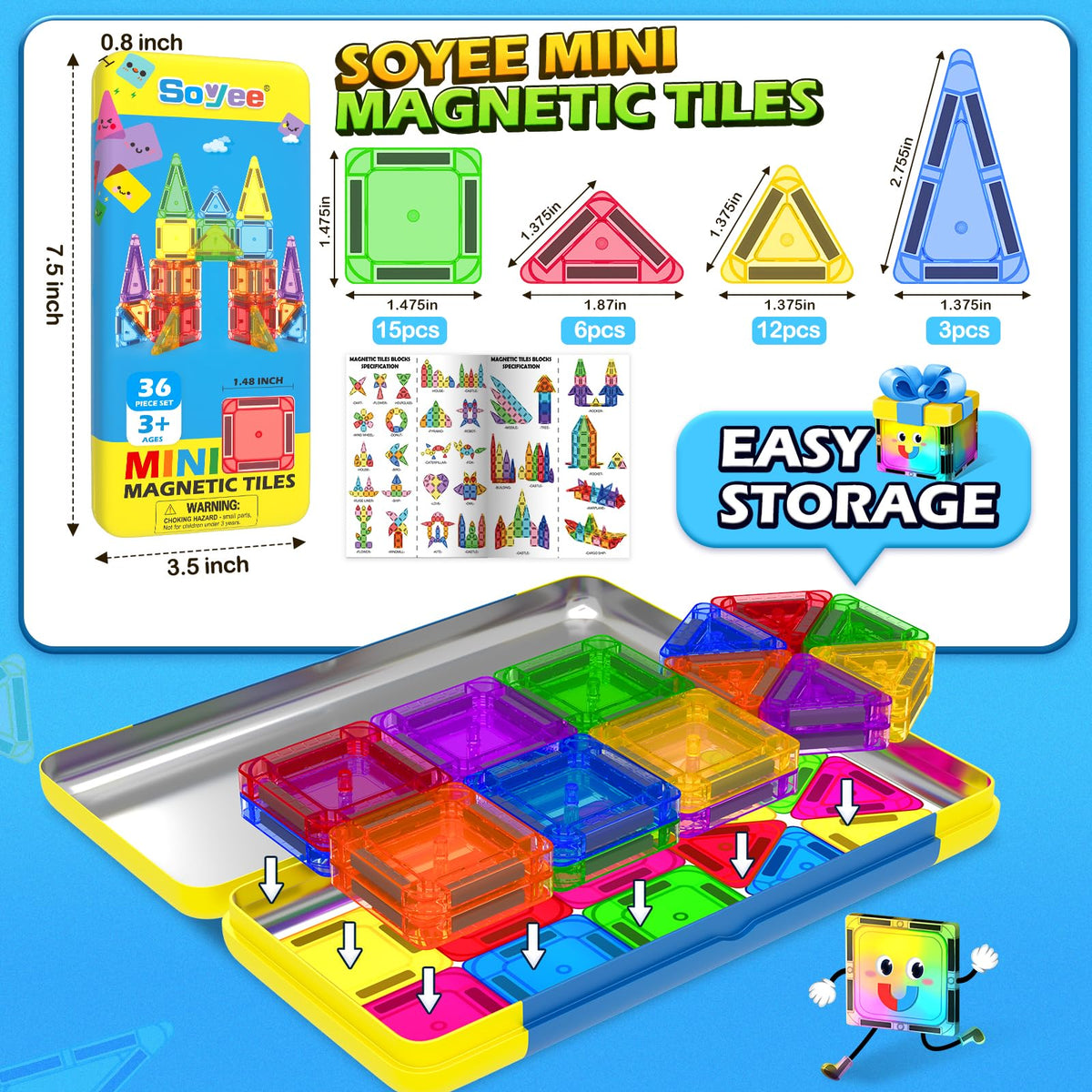 Soyee magnetic tiles enable 2D and 3D models with vivid colors
