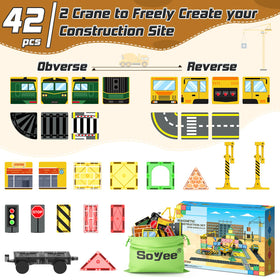 Soyee magnetic tiles including traffic lights and enclosures for authentic scenes