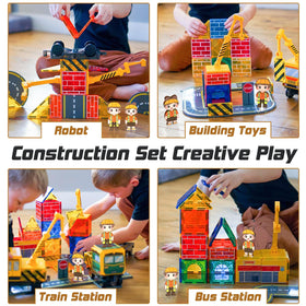 Soyee two-theme set combining crane-based construction and rail rescue play