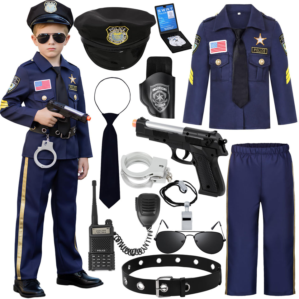 Soyoekbt police costume top showing authentic insignia for realistic pretend play.