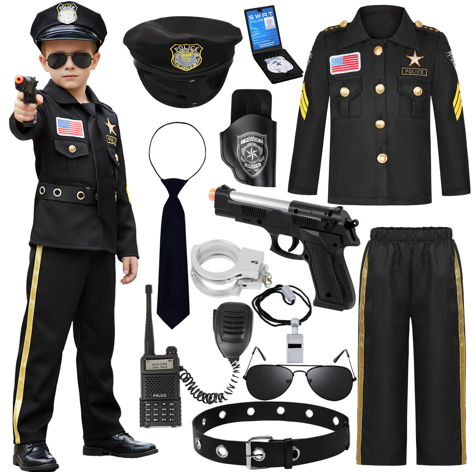 Soyoekbt police officer costume top with patches for authentic roleplay.