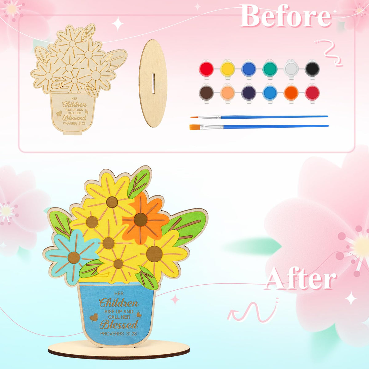 Spakon painting brushes arranged for easy DIY Mother's Day card art.