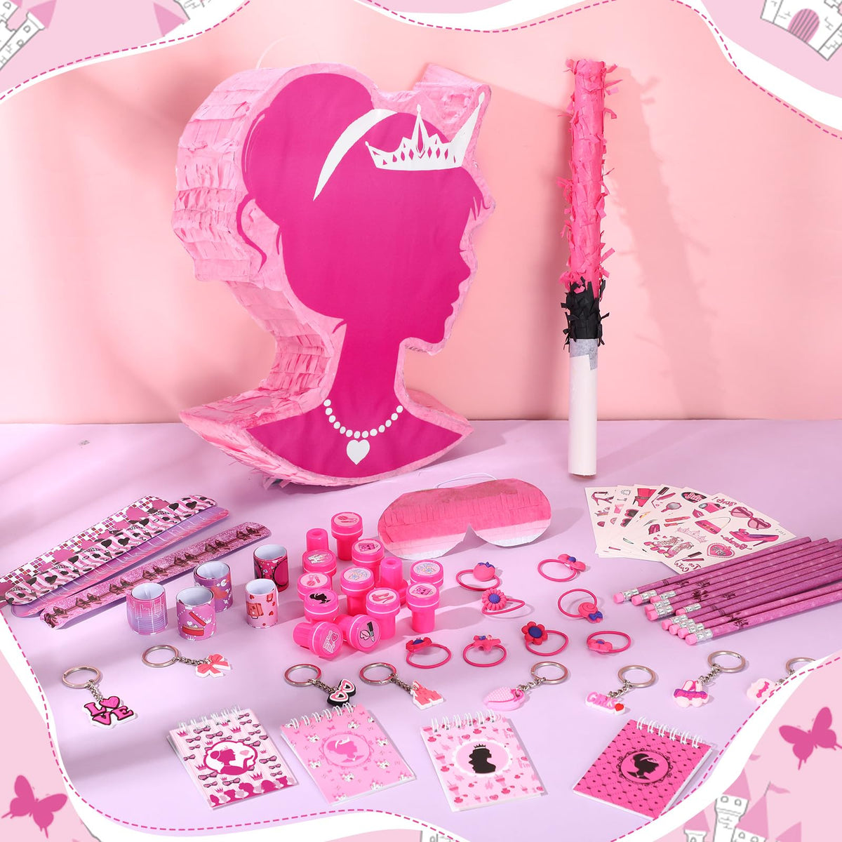 Spakon Pink Pens and Keychains close-up emphasizes colorful, practical rewards for guests.