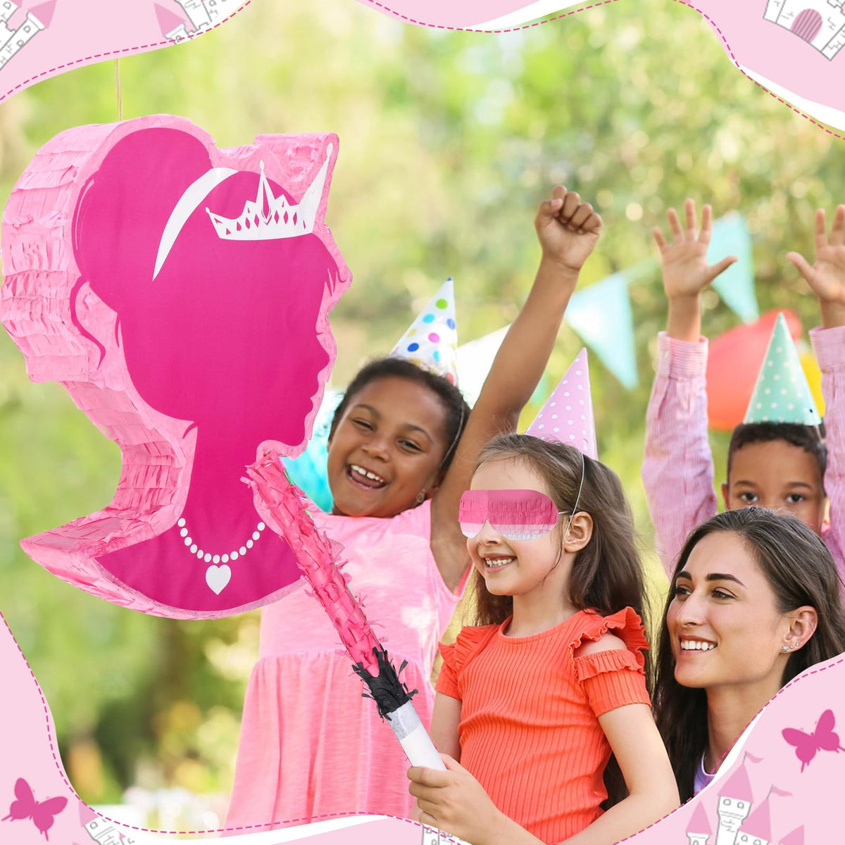 Spakon Pink Stickers and Stamps show printable keepsakes for guests at the party.