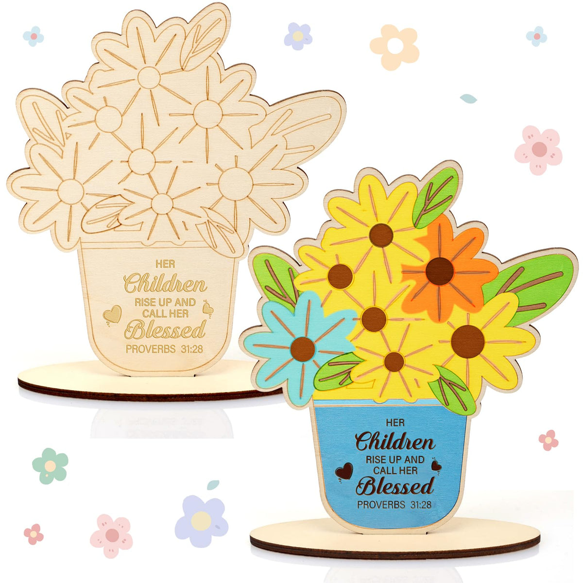 Spakon wooden pot ornaments ready for painting, a durable keepsake craft.