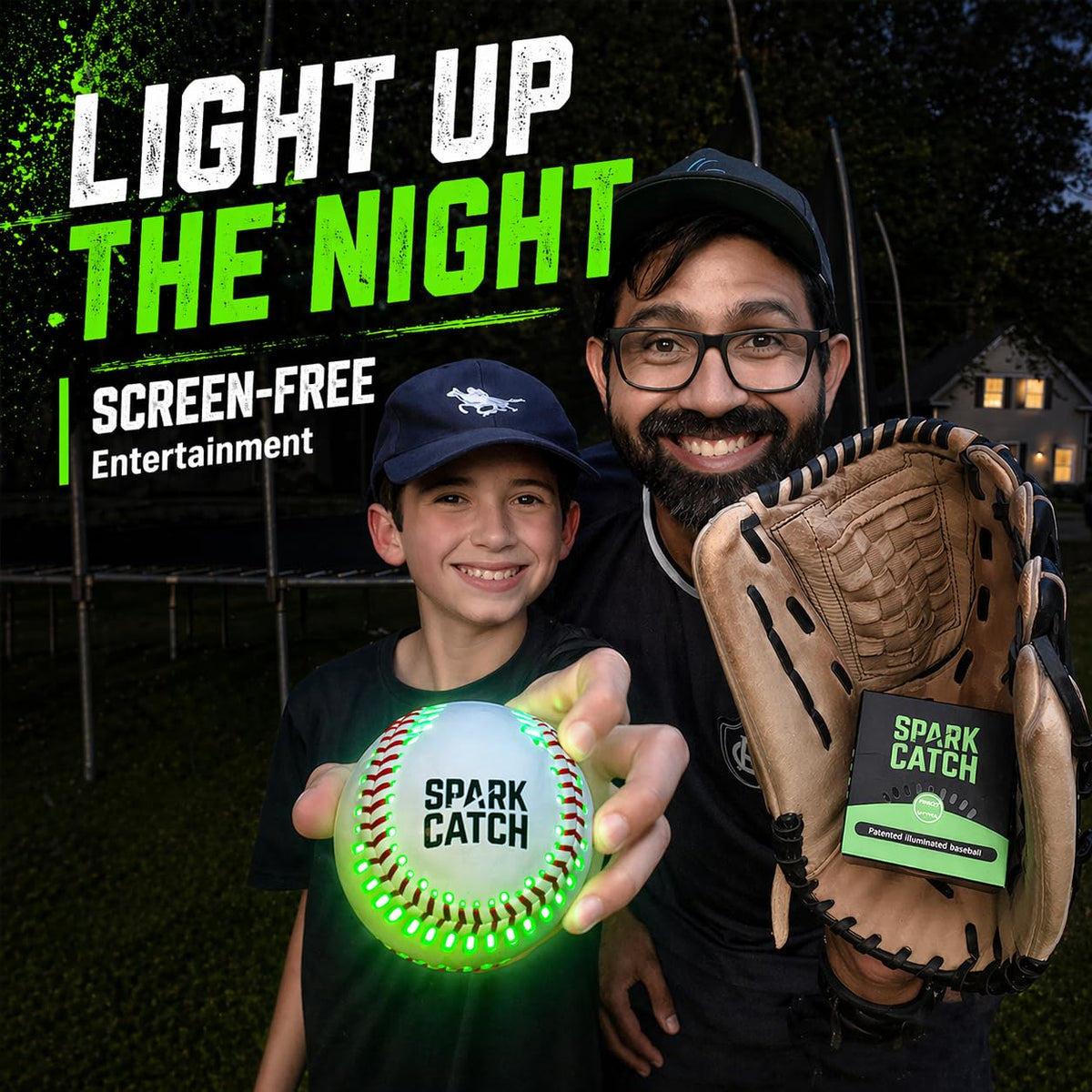 SPARK CATCH glow baseball shown for catch-only use, not for hitting
