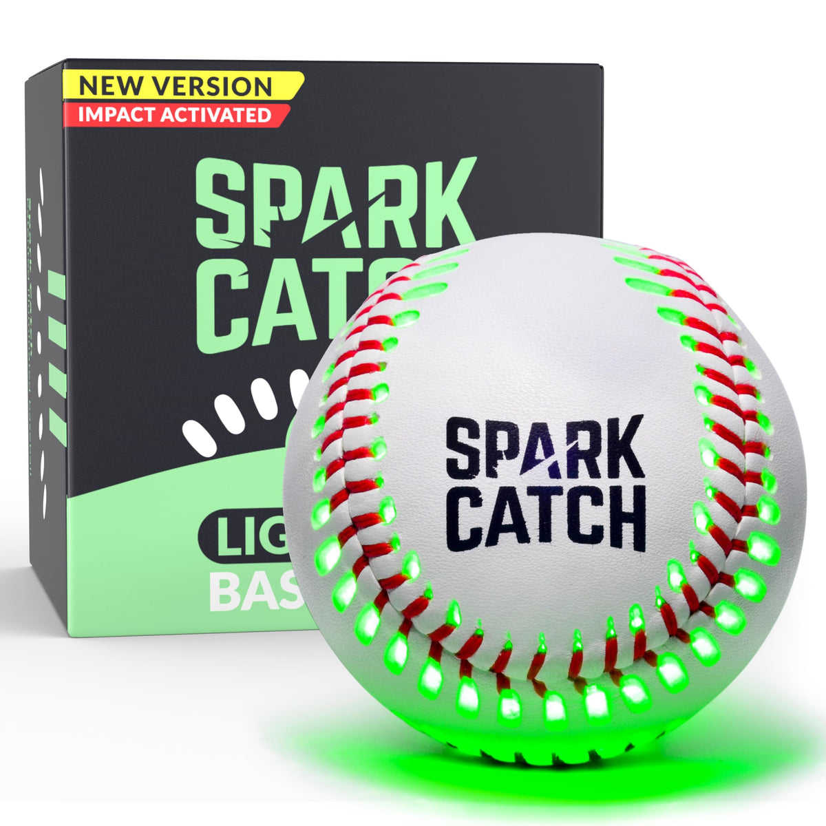 SPARK CATCH light up baseball glows neon green for safe nighttime catch sessions