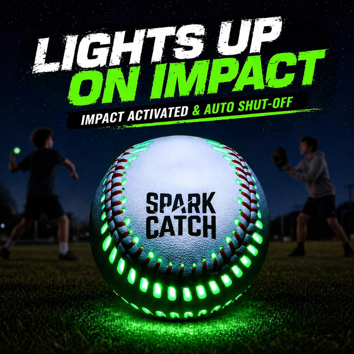 SPARK CATCH glow baseball in night games enables extended outdoor play