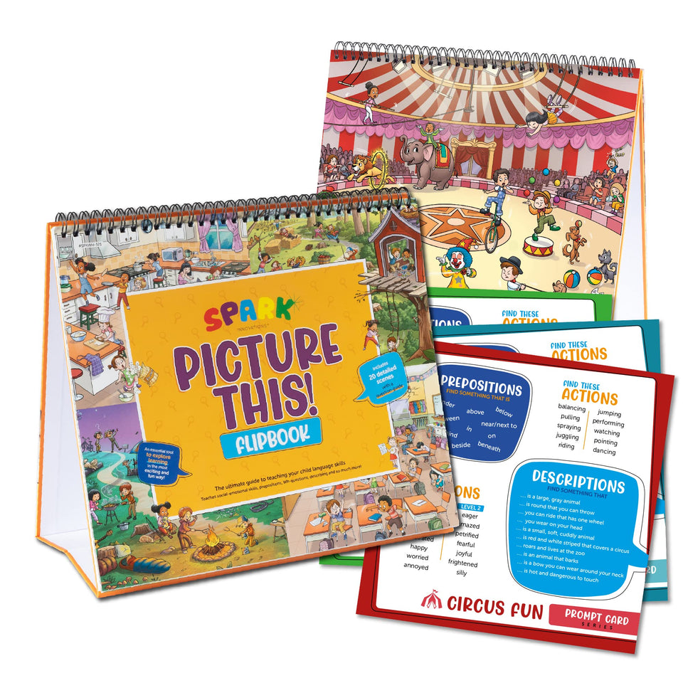 SPARK INNOVATIONS Picture This Busy Book cover for storytelling and early language practice on the go.