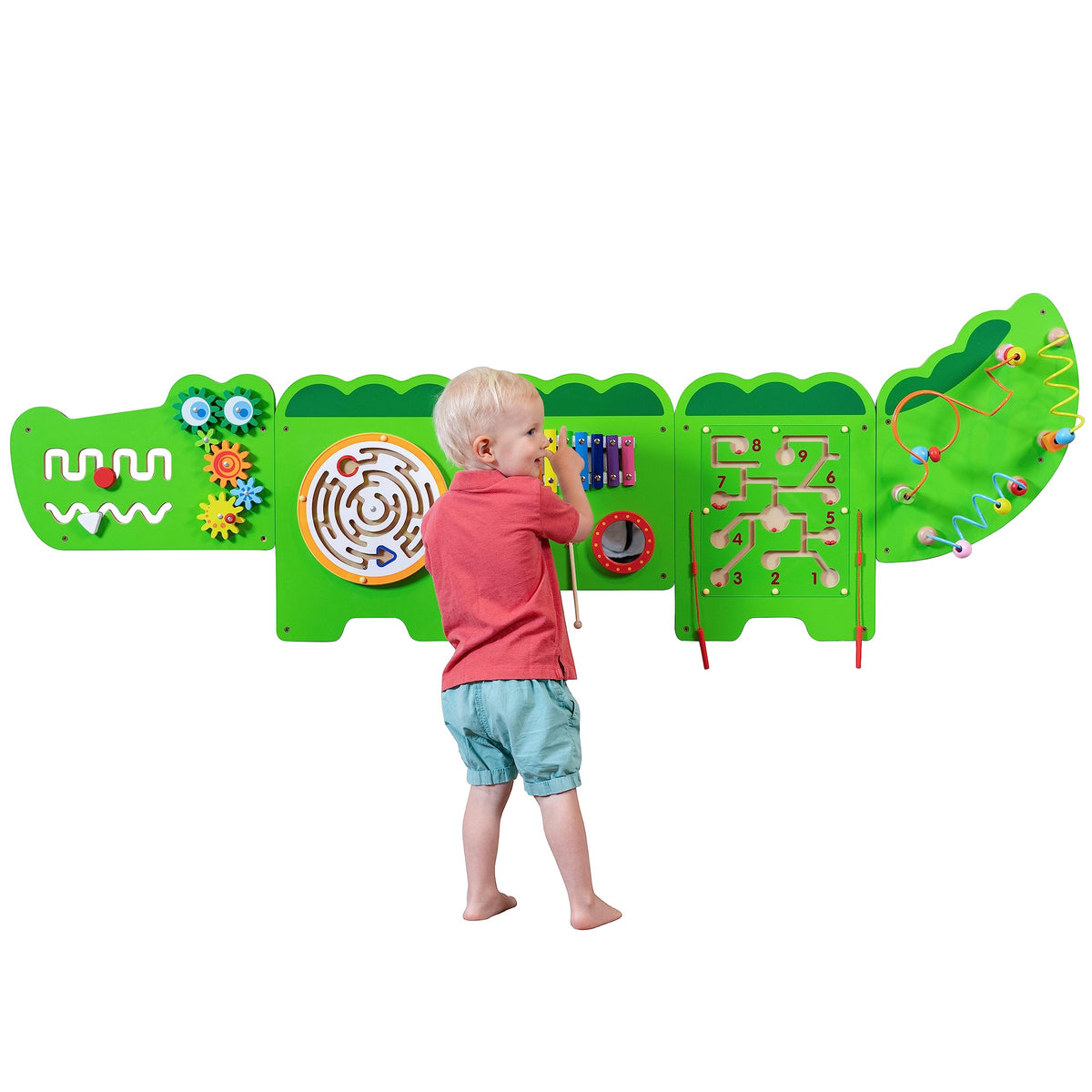 SPARK & WOW crocodile panel shape sliders for fine motor play.