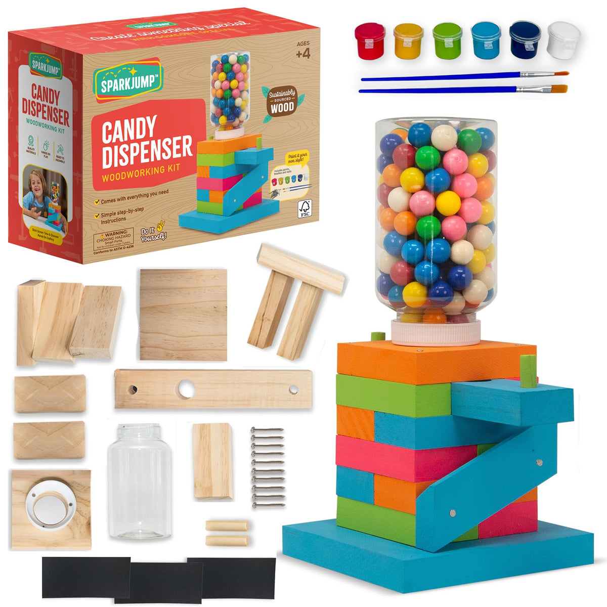 SparkJump candy dispenser assembly showcases a kid-friendly build session.
