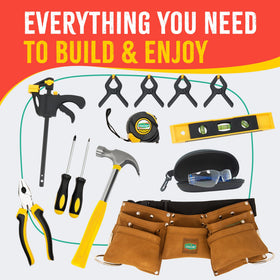 SparkJump Deluxe kids tool set box keeps tools organized during projects