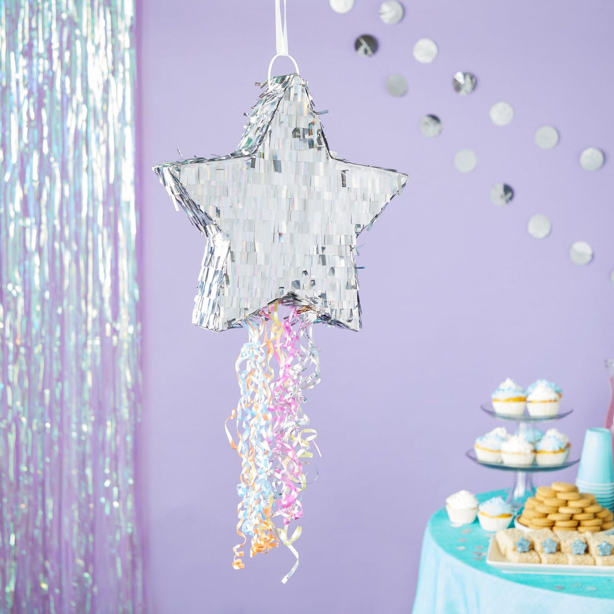 Sparkle and Bash Star Pinata pull strings feature invites interactive play