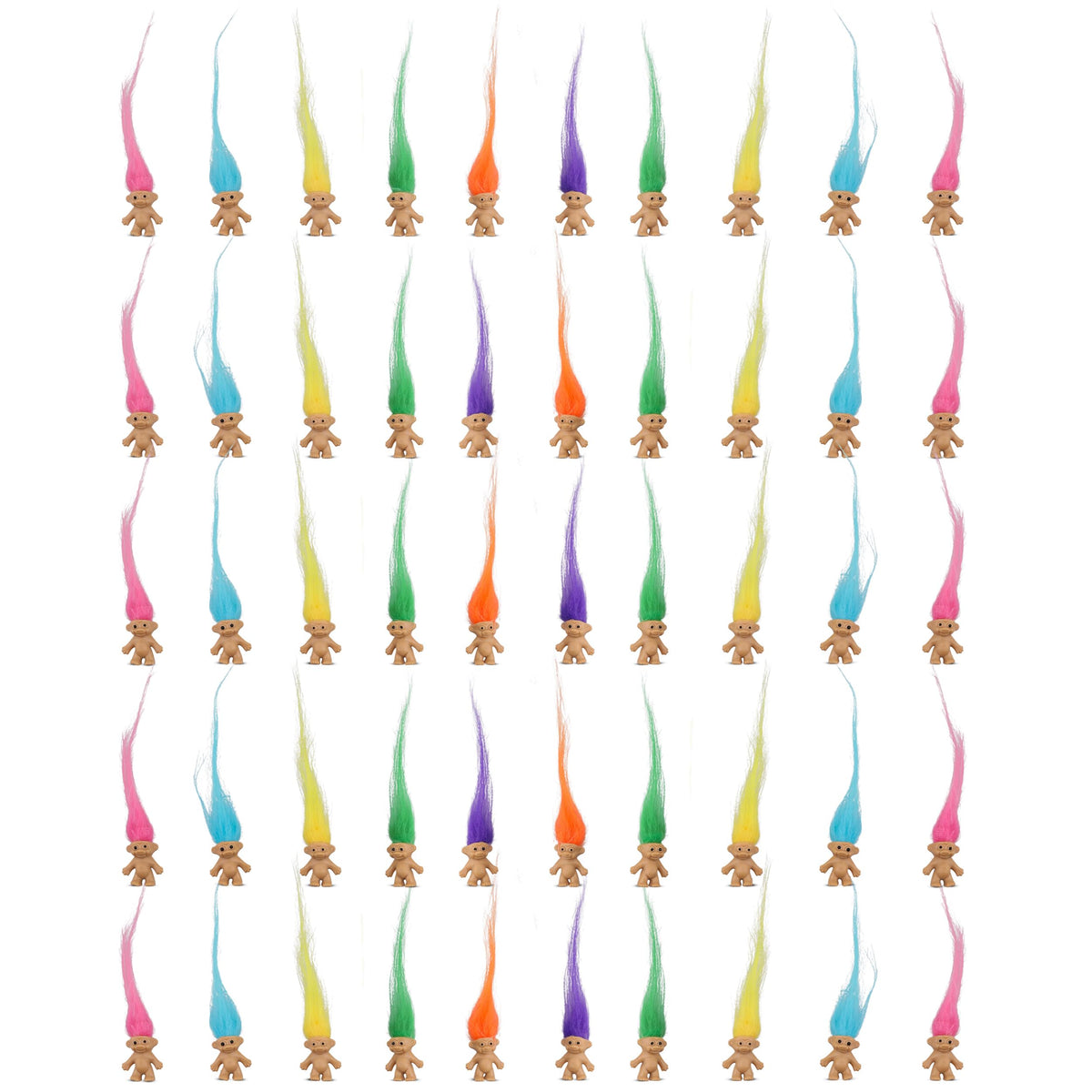 Sparkle Pins Lucky Troll dolls side view for crafts and decor