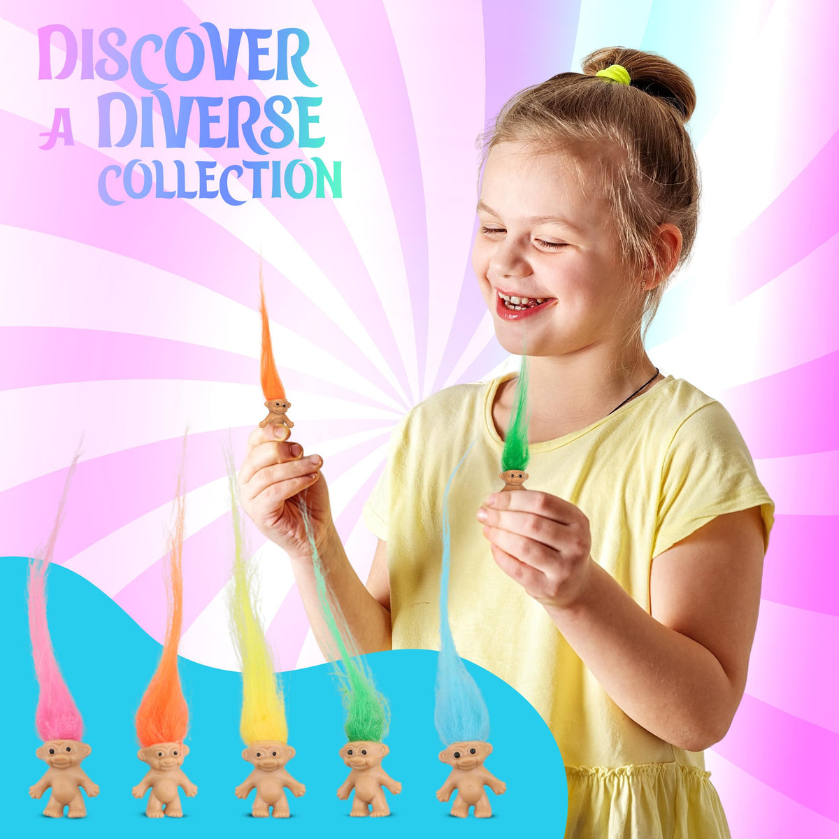 Sparkle Pins Troll dolls cake topper set for celebrations