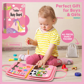 SparkleMe Busy Board with buckles and clips for coordinated play