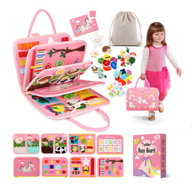 SparkleMe Busy Board showing buttons for fine motor practice on the go
