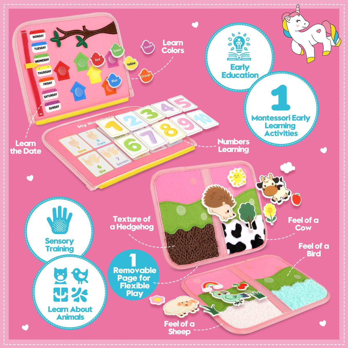 SparkleMe Busy Board portable handle for travel play