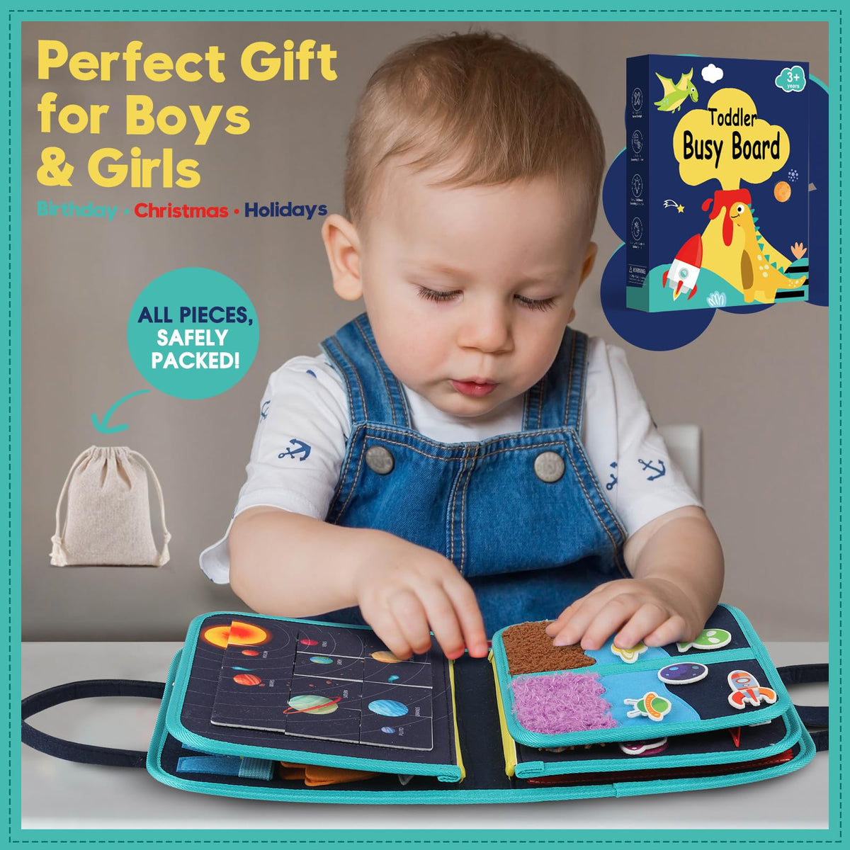 SparkleMe busy board buttons-buckles promote fine motor skill development during play