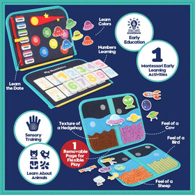 SparkleMe busy board portable-handle enables travel-friendly, engaging play