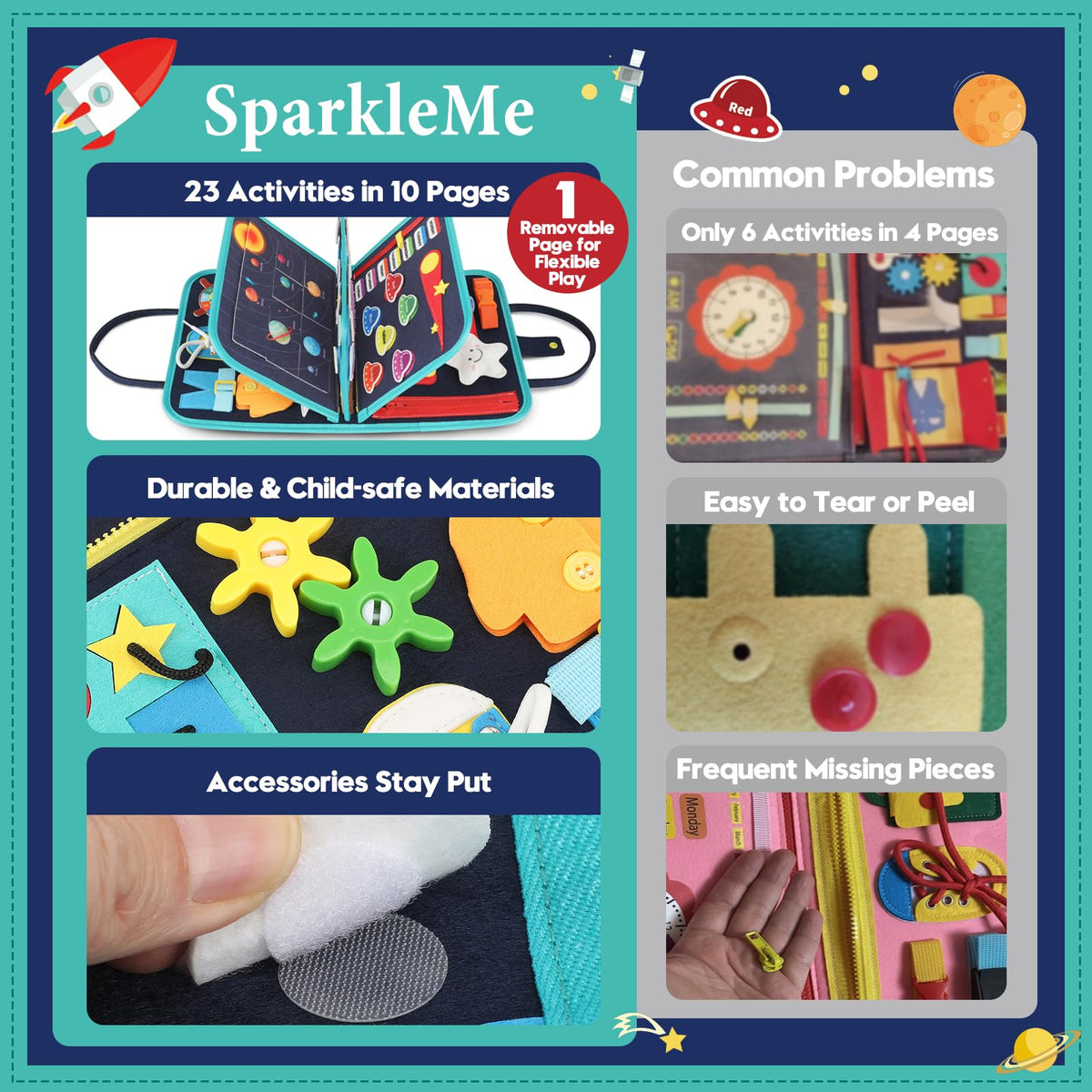 SparkleMe busy board textures invite sensory exploration for toddlers