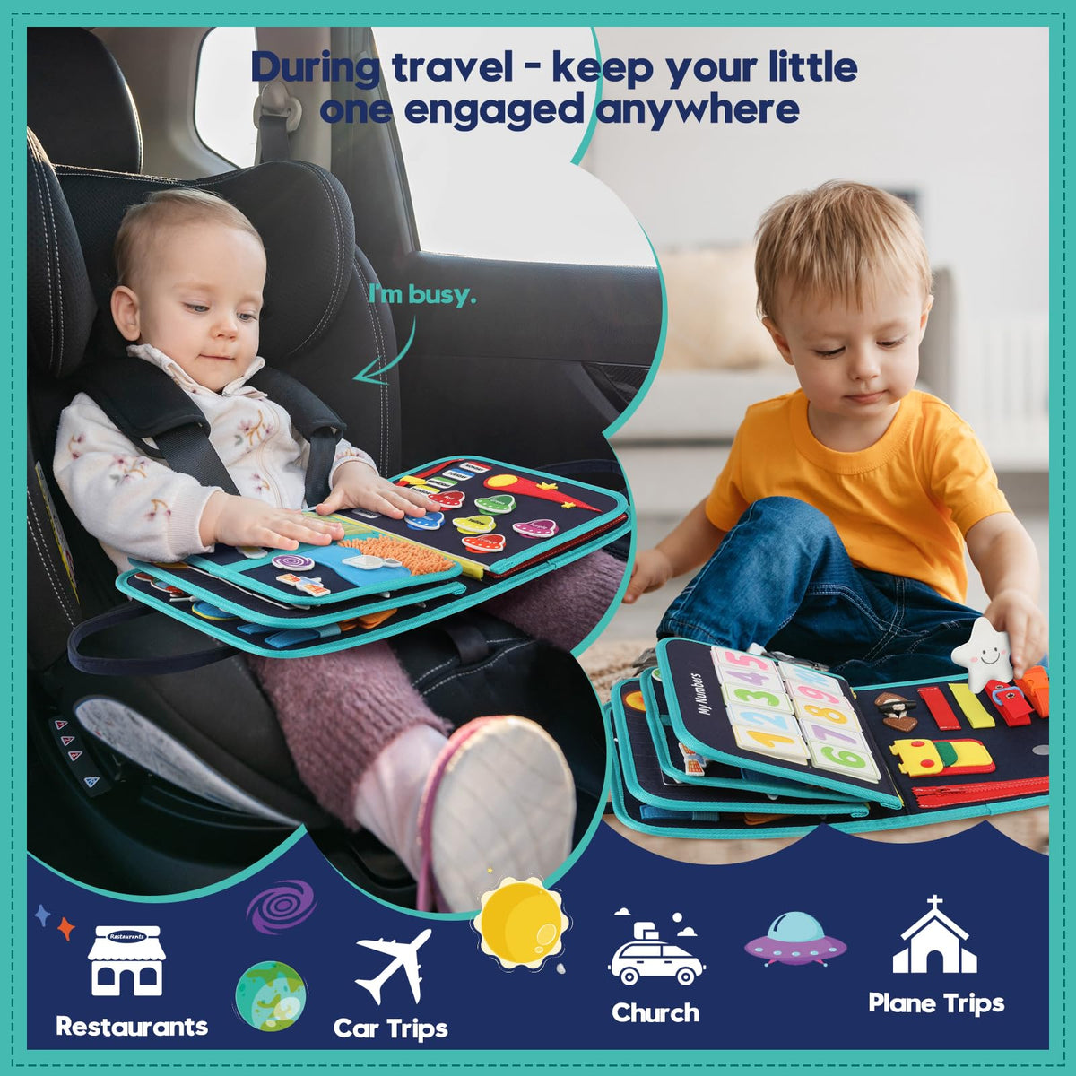 SparkleMe busy board zipper-clips support hand-eye coordination for dressing practice