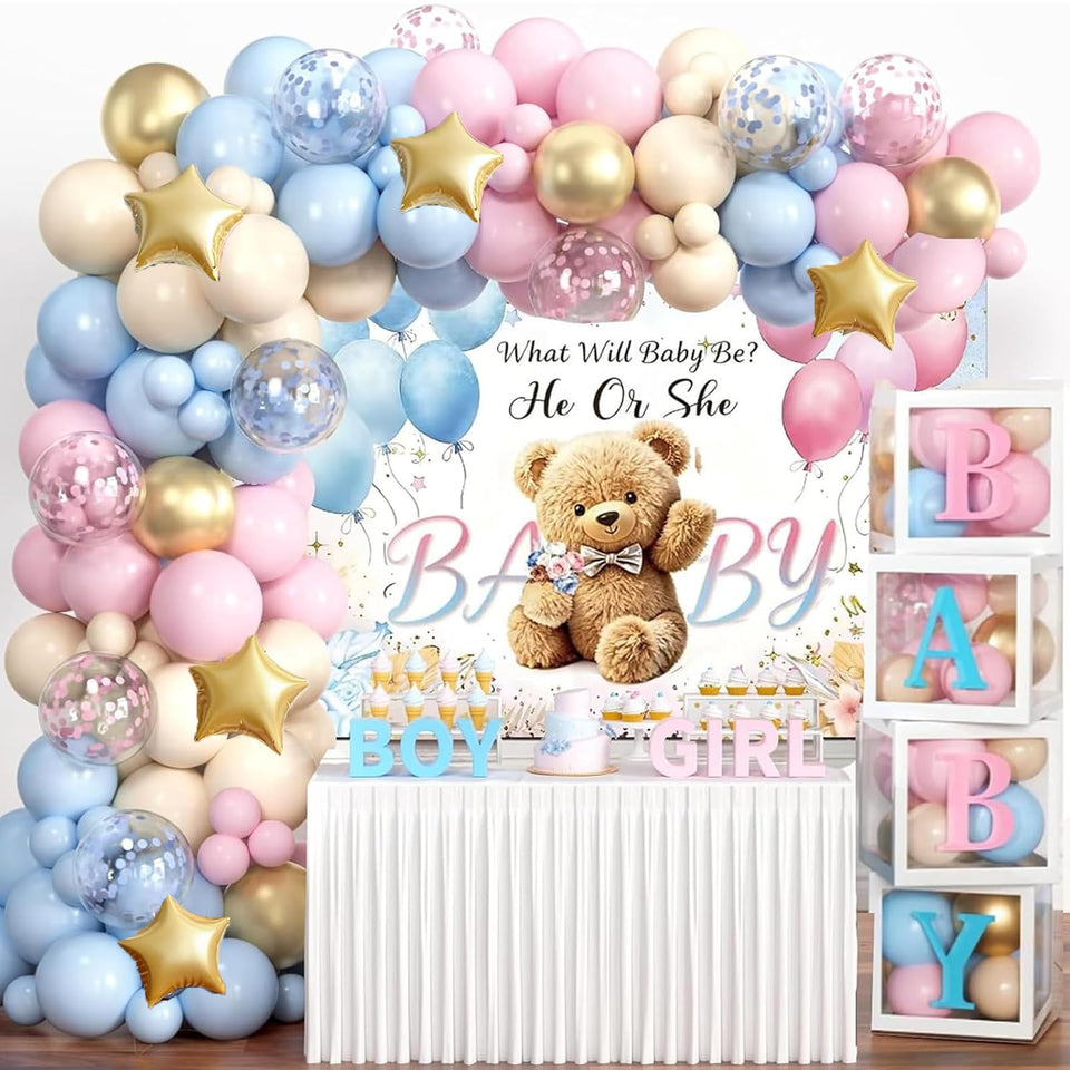 SPARKTUTU bear gender reveal decor set for memorable photos and moments