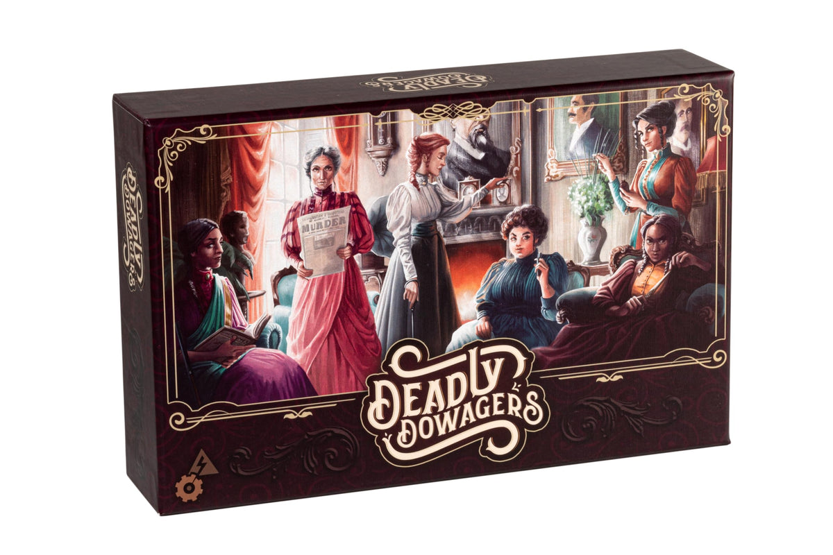 SparkWorks Deadly Dowagers box with Victorian artwork, ideal for engaging game nights