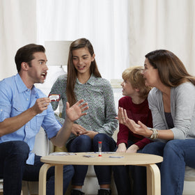 Game setup showing six kid mouthpieces and four adults for mixed play.