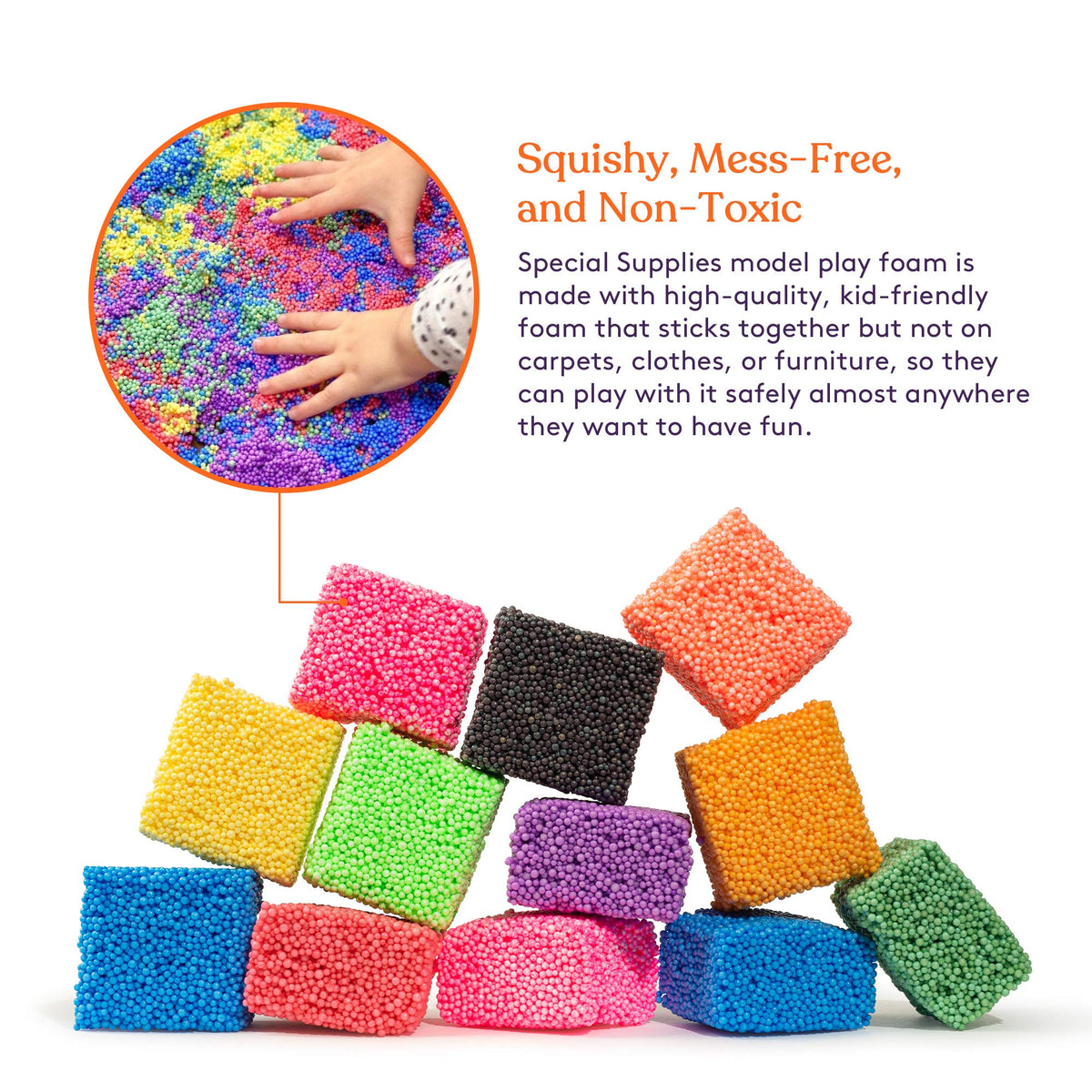 Special Supplies foam beads close-up highlighting squishy tactile texture for creative exploration.
