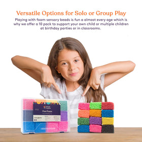 Special Supplies foam beads manipulated by a child to spark imagination.