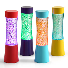 Special Supplies light-up glitter tube with pink glitter swirls for calming focus during play.
