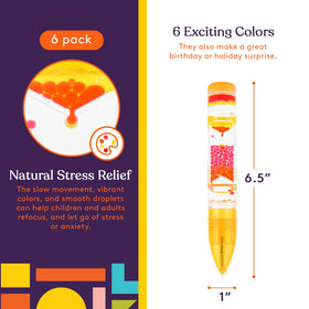 Special Supplies Liquid Motion Bubbler Pen hourglass timer with flowing droplets.